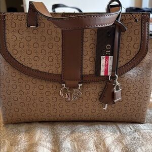 GUESS Tan and Brown Satchel